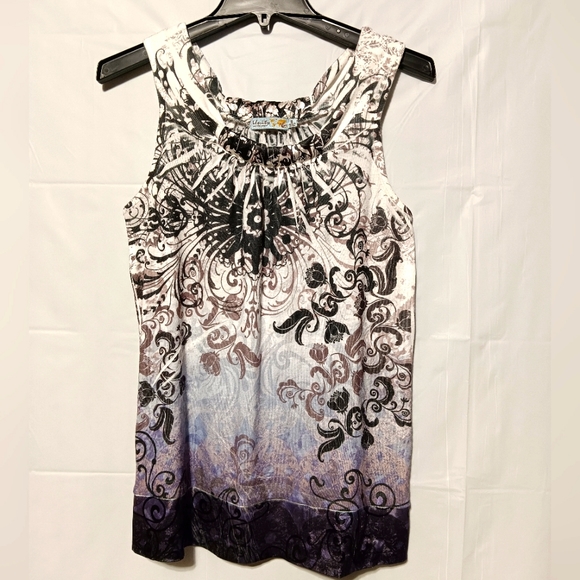 Unity World Wear EUC Women's Sleeveless  Blouse, Size Small, Multicolor Pattern - Picture 1 of 9
